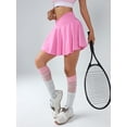 thumbnail image 5 of Womens Tennis Skirt with inner Shorts Pockets Shorts Crossover High Waisted Athletic Skorts Skirts for Golf Running Workout and Yoga Sports Activewear Pink S, 5 of 7