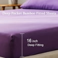 thumbnail image 3 of FFIY Bed Sheet Set Bamboo Sheets Deep Pockets 16" Eco Friendly Wrinkle Free Sheets Hotel Bedding Machine Washable Silky Soft (Dark Grey, Queen), 3 of 7