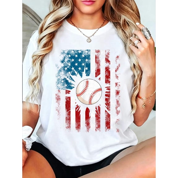 American Baseball US Flag 4th of July Boys T-Shirt