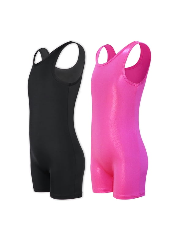 2 Pack Girls Gymnastics Leotards Athletic Ballet Dance Sleeveless Unitards 4-11Y