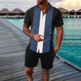 thumbnail image 2 of Vedolay Short Set For Men Casual Summer Mens Short Sets 2 Piece Outfits Fashion Summer Tracksuits Casual Shirt and Shorts Set,Gray XL, 2 of 3