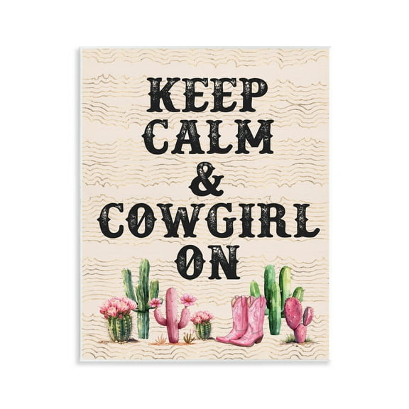Stupell Industries Keep Calm & Cowgirl On Landscape & Nature Painting Unframed Art Print Wall Art, 11 x 14