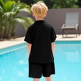 thumbnail image 7 of THDHVS Boys Suit,Boys Summer Outfits,Boys' Casual Solid Color Button Pocket Shirt Holiday Vacation Beach Shorts Two-piece Set Short Sleeved Lapel Set Black 7-8 Years, 7 of 7