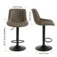 thumbnail image 3 of PU Leather Modern Bar Stools Set of 2, Adjustable Swivel Counter Height Barstools with Back and Footrest, Armless Kitchen Island Stool Dining Chairs, Sturdy Base Dia 41cm, Brown, 3 of 9