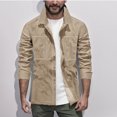 thumbnail image 1 of pstuiky camisetas de manga larga para hombre, Camiseta lisa de manga larga con cuello vuelto para hombre, informal, elegante, cómoda, con bolsillos, botones y cremallera. camisetas de hombre m, 1 of 6