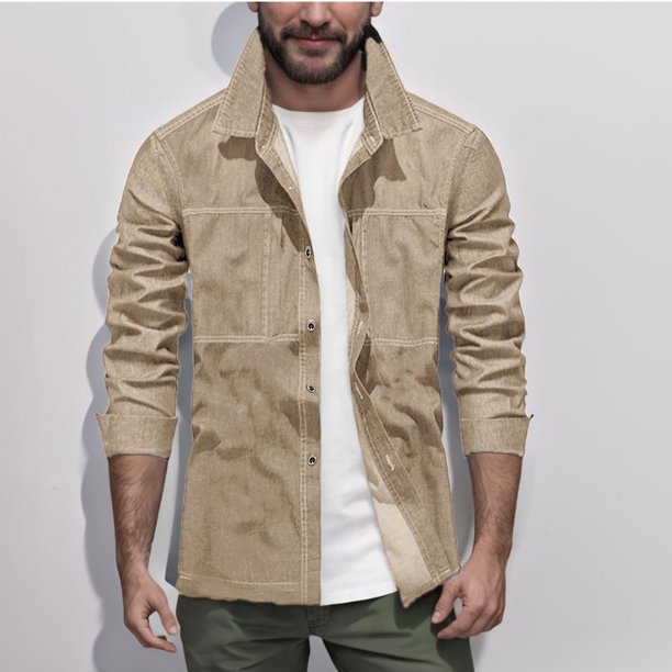 pstuiky camisetas de manga larga para hombre, Camiseta lisa de manga larga con cuello vuelto para hombre, informal, elegante, cómoda, con bolsillos, botones y cremallera. camisetas de hombre m