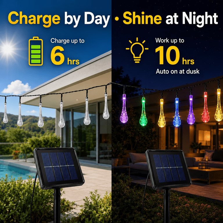 Mehoom 100 Count Solar LED String Lights, 39 Ft Multicolor photo 3