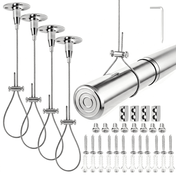 4 Pack Adjustable Ceiling Mount Curtain Rod Brackets, Heavy Duty Closet Rod Support, Curtain Rod Holders, Shower Rod Holder for Wardrobes, Clothing Rods and Closet Organization, Max 78 Inch Adjustabl