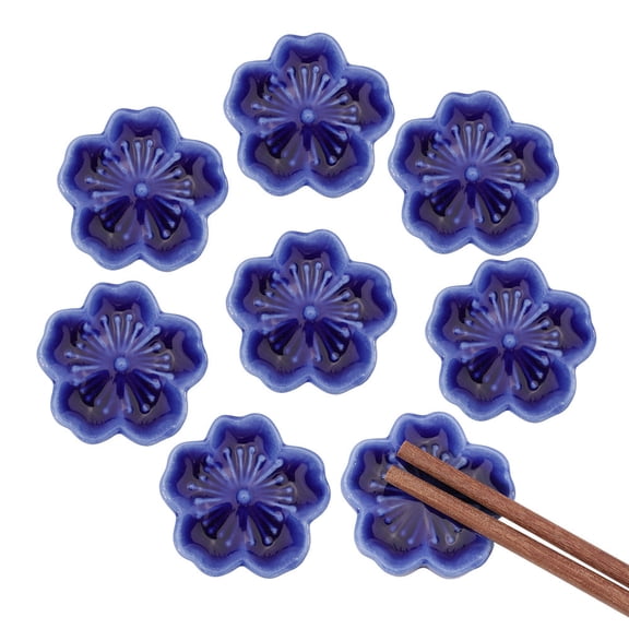 8Pcs Blue Cherry Blossom Chopsticks Holder Ceramic Chopstick Rest Chopsticks Holder Rack for Dinner Fork Spoon Tableware Home