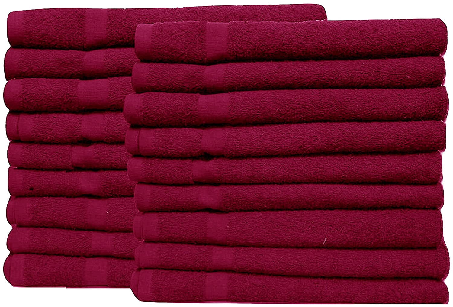 EOM Towels Bleach Safe 100% Cotton Ringspun Vat Dyed Hand Towels Size 16" X 28" 12 Pack Great for Salon, Gym and Home use. (Burgundy)