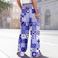 thumbnail image 7 of 2026 Womens Hawaiian Floral Palazzo Pants High Waisted Flowy Summer Beach Lounge Trousers Dark Blue M, 7 of 7