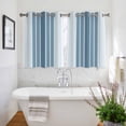 thumbnail image 3 of Blue Ombre Stripe Kitchen Curtains Short 54 Inch Length, Farmhouse Simple Striped Grommet Top Bedroom Living Room Curtains, Light Filtering Cafe Curtain Drapes 2 Panels Set 84''x54'', 3 of 9