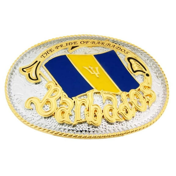 Barbados West Indies Country Country Caribbean Island Belt Buckle Flag National Men Women Cowboy Cowgirl Western Rodes Style