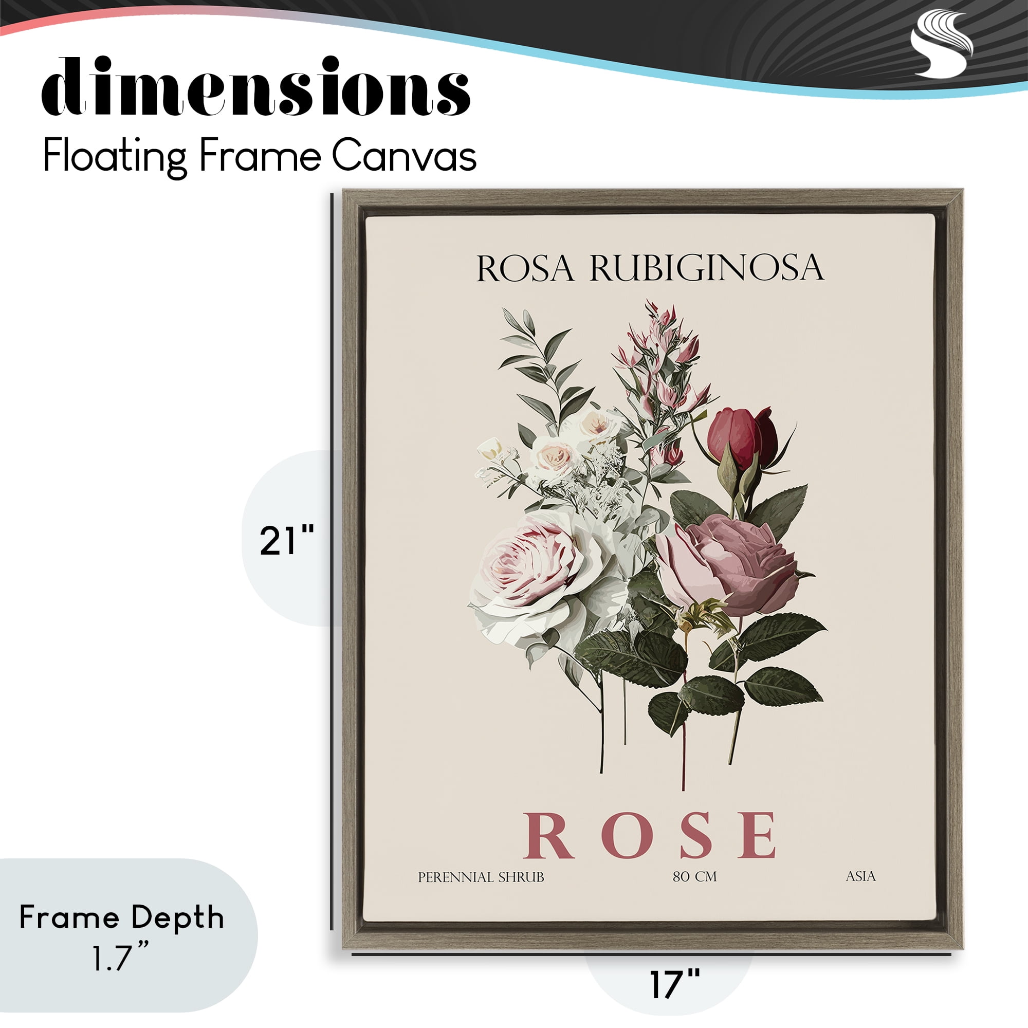 Stupell Industries Natural Rose Bundle Brown Framed Floater Canvas Wall Art, design by Christopher Giampietro