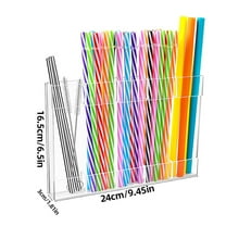 Coollooc Acrylic Straw Holder with Double Sided Adhesive Tape Reusable Tumbler Straw Organizer Storage Container for Counter Cabinet Cupboard Kitchen(Clear)