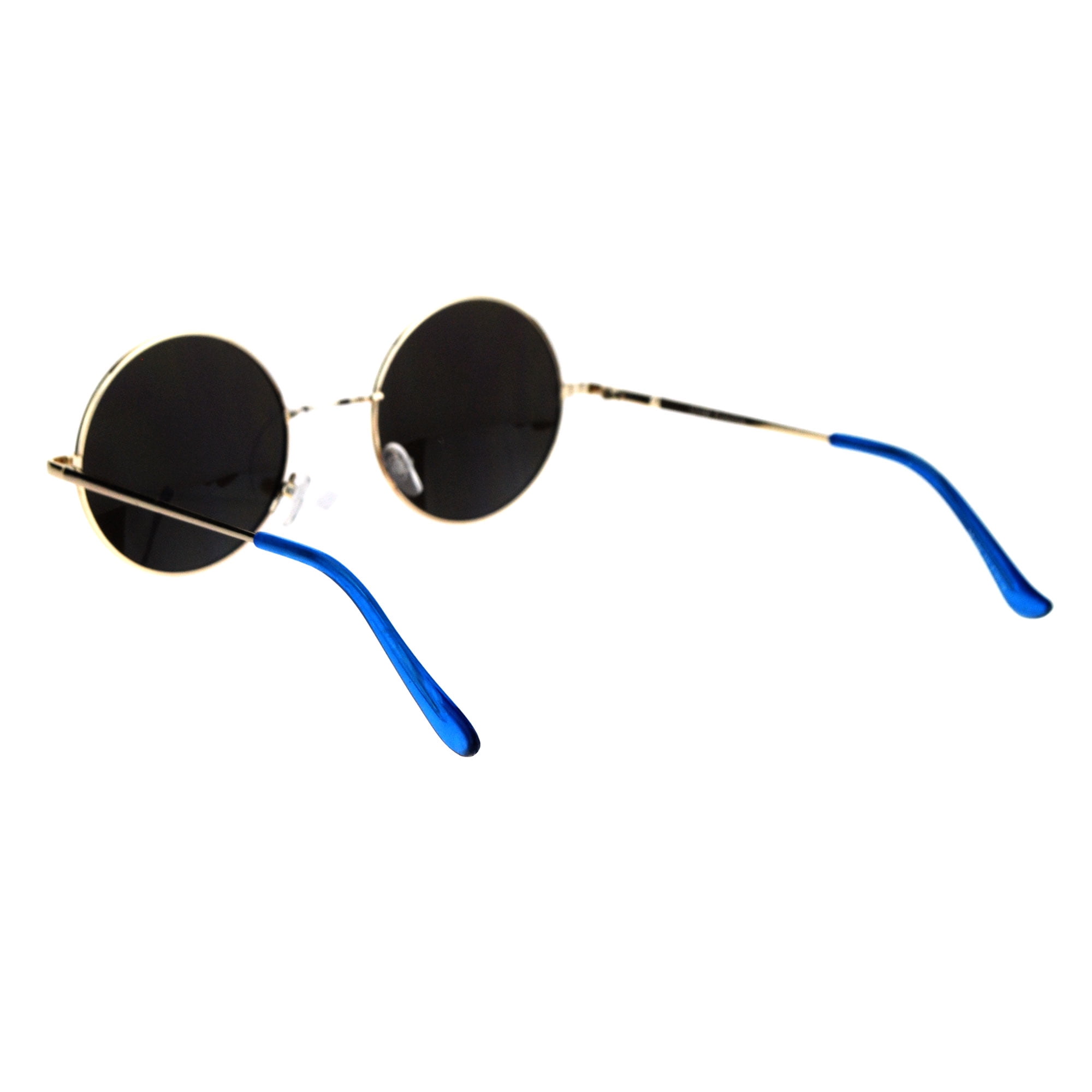 Circle Reflective Sunglasses Round Lens Hippie Mirrored Gold Retro Blue Color Groove
