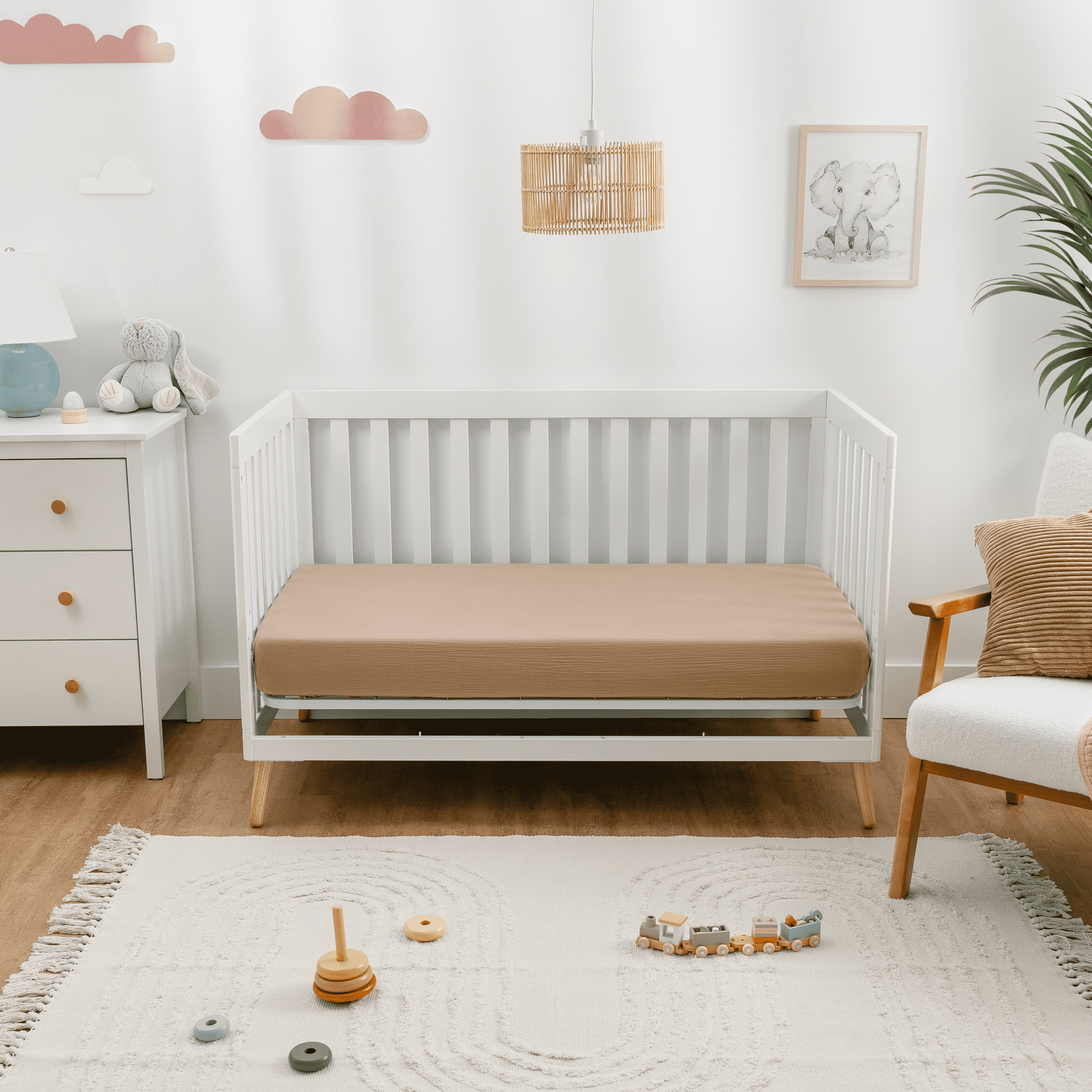 Comfy Cubs Muslin Crib Sheet, 100% Muslin Cotton Crib Sheets for Standard Crib Mattresses (Cedar)