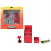 Tire Brigade 4 piece Tool Set Red 1/24 by Motorhead Miniatures
