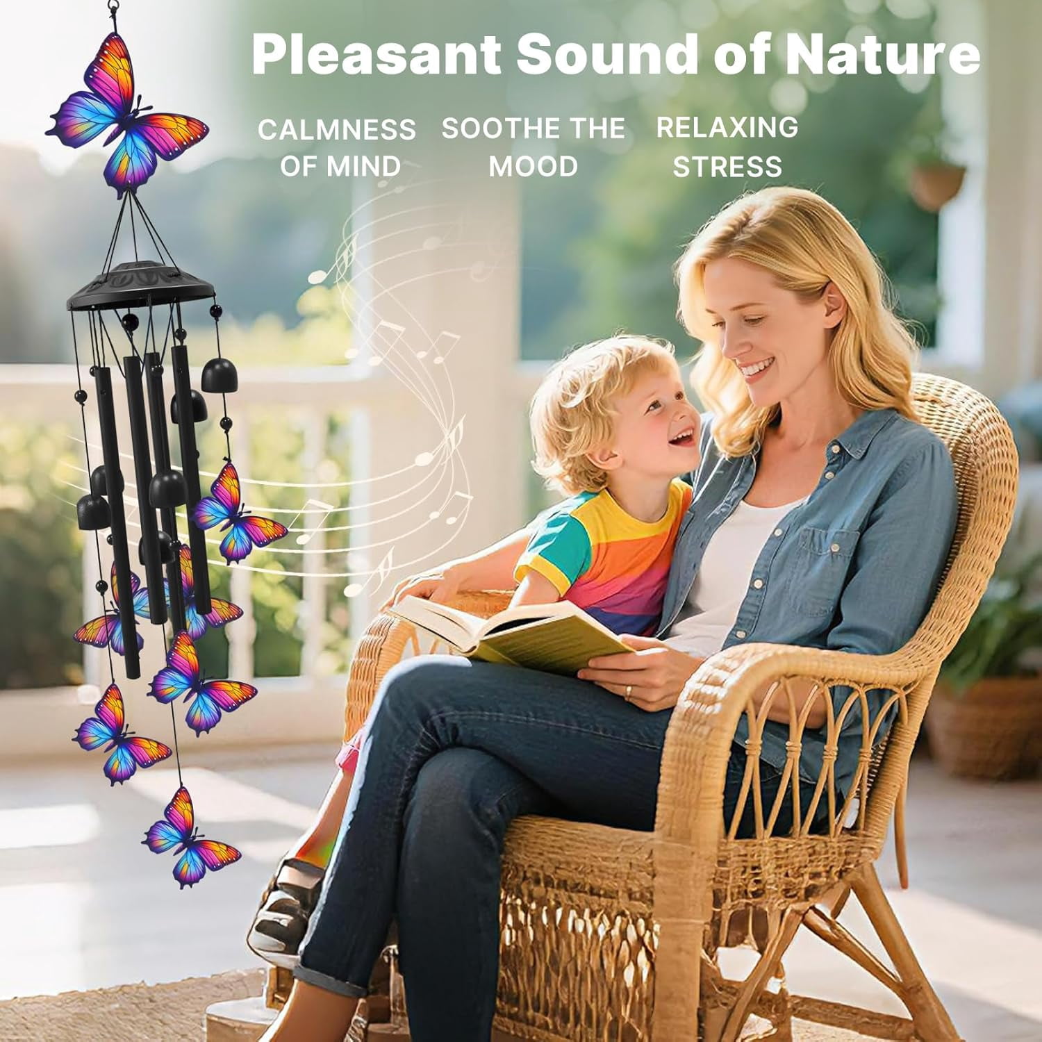 Tikeitoo Butterfly Wind Chimes for Outdoors – Black Metal Butterfly Wind Chimes, Memorial & Birthday Gifts for Mom, Grandma, Women & Men, Durable Garden Yard Decor