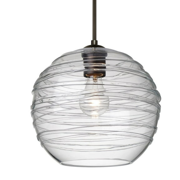 1JT-462761-BR-Besa Lighting-Wave 10 - 1 Light Cord Pendant with Flat Canopy In Contemporary Style-9 Inches Tall and 10 Inches Wide-Bronze Finish-Clear