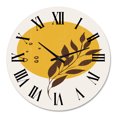 thumbnail image 2 of Designart 'Abstract Yellow Sun And Moon With Tropical Leaf Ii' Modern Wall Clock, 2 of 5