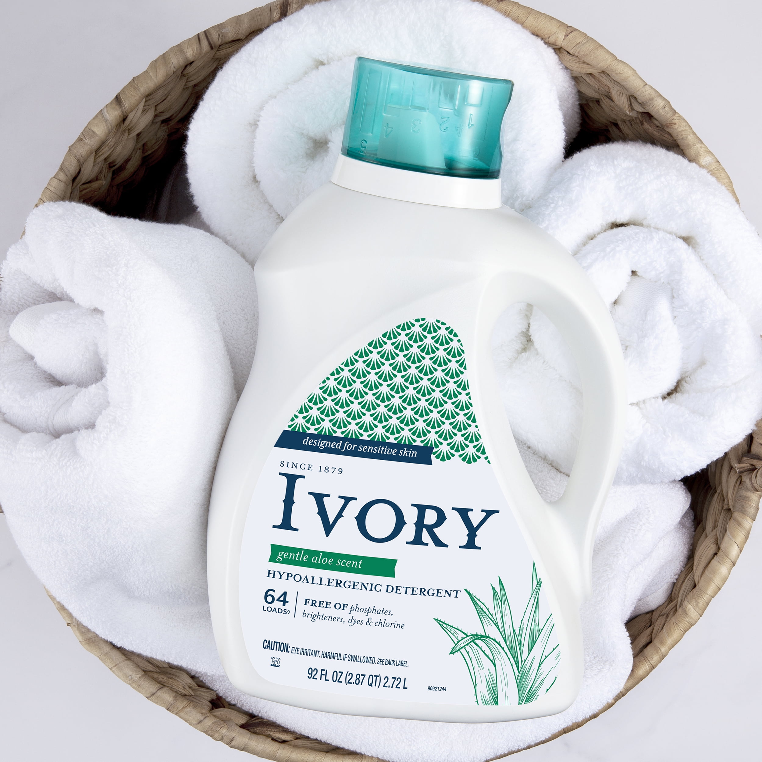 Ivory Gentle Aloe Scent Laundry Detergent, Designed For Sensitive Skin, 92 fl oz, 64 loads