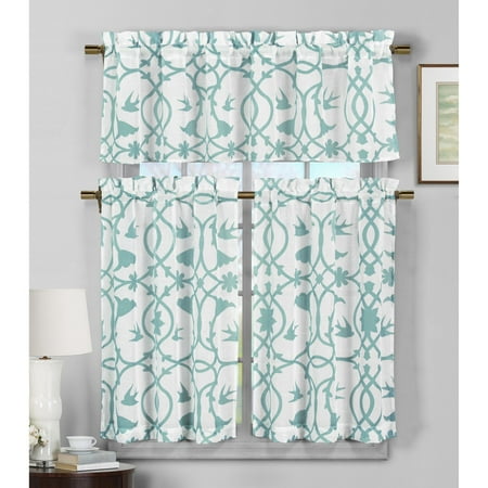 Duck Drapes - Duck River Dawn Faux Linen 3 Piece Kitchen Curtain Set