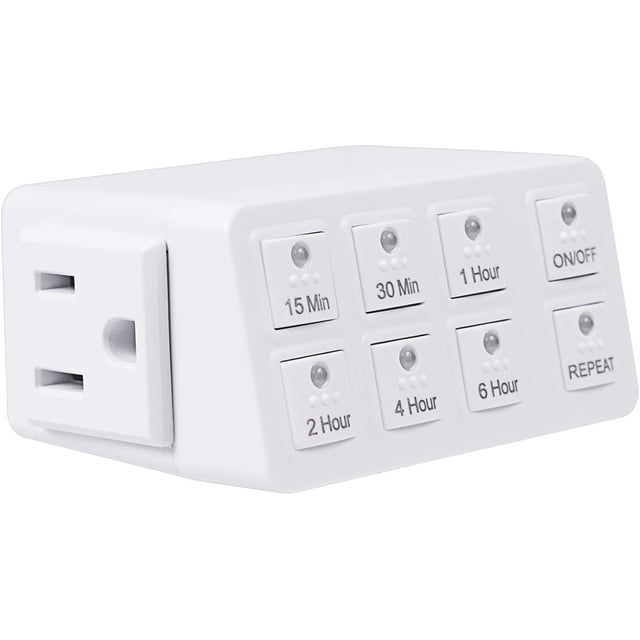 BN-LINK Minuterie de Compte à Rebours Intérieure avec Fonction de Répétition, Robuste, Précise, Format Compact pour Chargeur Vacances Sécurité, Prise de Terre à 3 Broches, 15A/1875W HP ETL Liste