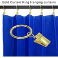 thumbnail image 3 of SURJDE 100 Pack Metal Curtain Rings with Clips, Curtain Hangers Clips, Drapery Clips with Rings, Drapes Rings 1 in Interior Diameter, Fits Diameter 5/8 in Curtain Rod, Yellow Golden Color, 3 of 7