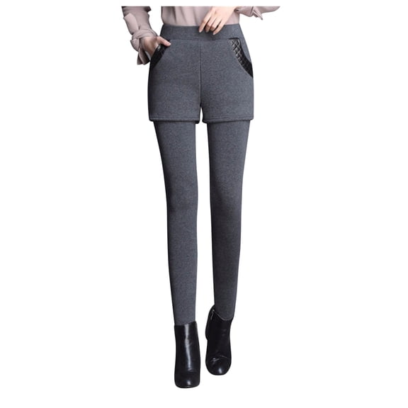 asdoklhq Plus Size Pants for Women,Autumn Winter Tight Plus Velvet Thicken Skirt Pants Stretch Slim Leggings