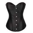 thumbnail image 1 of Conjuntos de lencería sexy con corsé y bustier para mujer, faja reductora de cintura de satén negro, 1 of 4