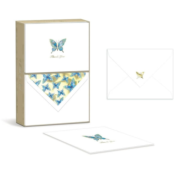 Punch Studio Embellished Thank You/Note Cards and Envelopes, Butterfly (44637)