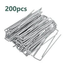 200Pcs Galvanized Garden Staples Landscape Ground Nails Stakes Pins Spikes Pegs U-shaped 6" 11 Gauge Steel Fit for Securing Weed Barrier Fabric Landscape Ground Cover Lawn