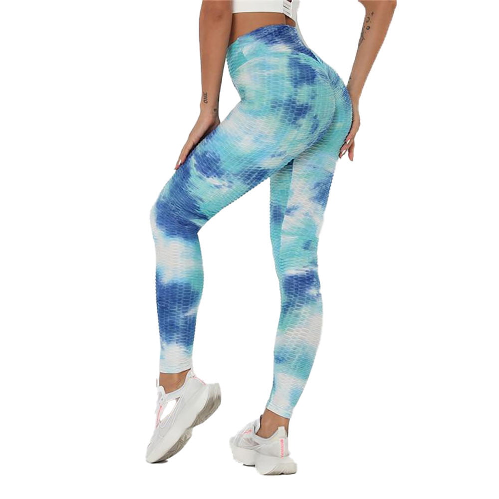 Coutgo Women's High Waist Yoga Pants Tie Dye Abdomen Tights - Walmart.com