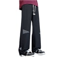 thumbnail image 1 of Pantalones largos para hombre, de color liso, con bolsillo y cordón, informales, rectos, con estampado de granos de maíz y piernas atadas, pantalones gruesos para hombre., 1 of 3