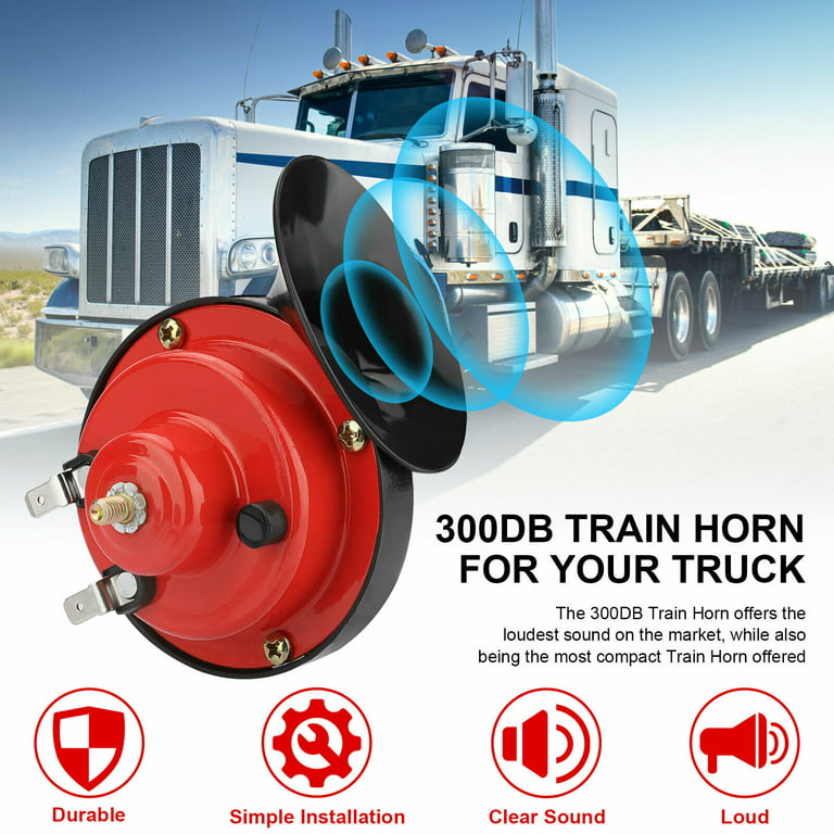 300db Train Horn For Trucks,loud Air Horn Electric Snail Double Horn, 12v  Waterproof Car Horn Kit Double Horns Raging Sound For Trucks, Cars,  Motorcyc