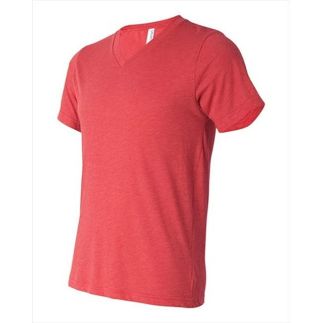 Bella-Canvas C3415 Unisex Short Sleeve V-Neck T-Shirt - Red Triblend, Extra Small