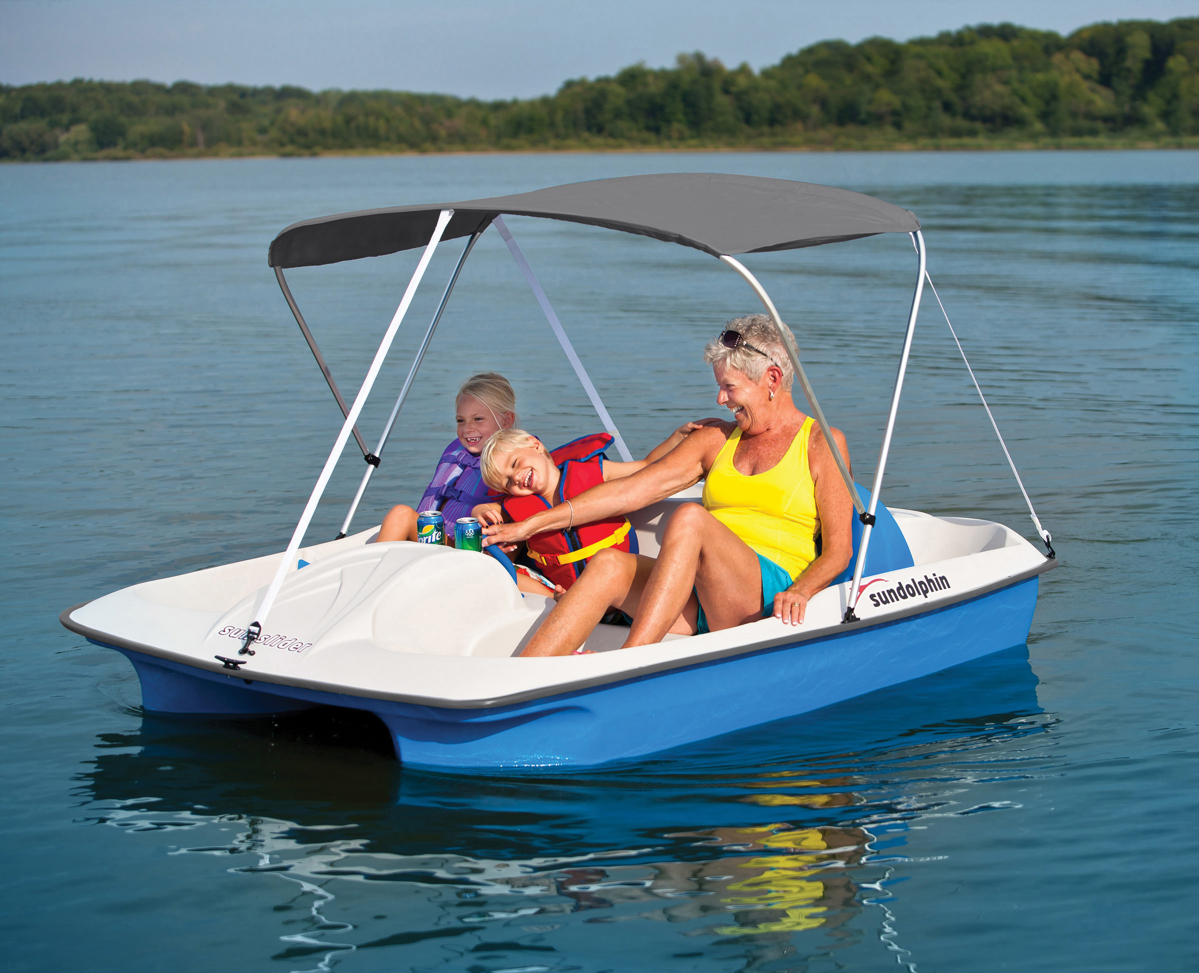 Sun Dolphin 5 Seat Sun Slider Pedal Boat with Canopy, Blue - image 4 of 6