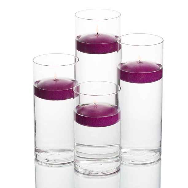 Richland Floating Candles & Eastland Cylinder Holders Purple Set of 4