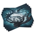 thumbnail image 1 of Ambesonne Fantasy Place Mats Set of 4, Night Big Mystic Tree, Standard Size, Teal White, 1 of 6