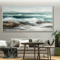 thumbnail image 4 of Ocean Serenity Abstract Oil Painting White Wave Textured Artwork Sky and Sea Canvas Large Coastal Wall Art for Living Room,Unstretched,Frameless,(102*204cm)40*80Inches, 4 of 5