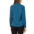 thumbnail image 3 of INSPIRAR CHIC Blusas de Manga Larga para Mujeres de Chifón con Pliegues y Cuello con Lazo, Camisa de Oficina, Color Azul Pavo Real, 3 of 7