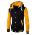 thumbnail image 1 of CVLIFE Men Leisure Cardigan Color Block Button Down Jacket Autumn Pullover Yellow 2XL, 1 of 3