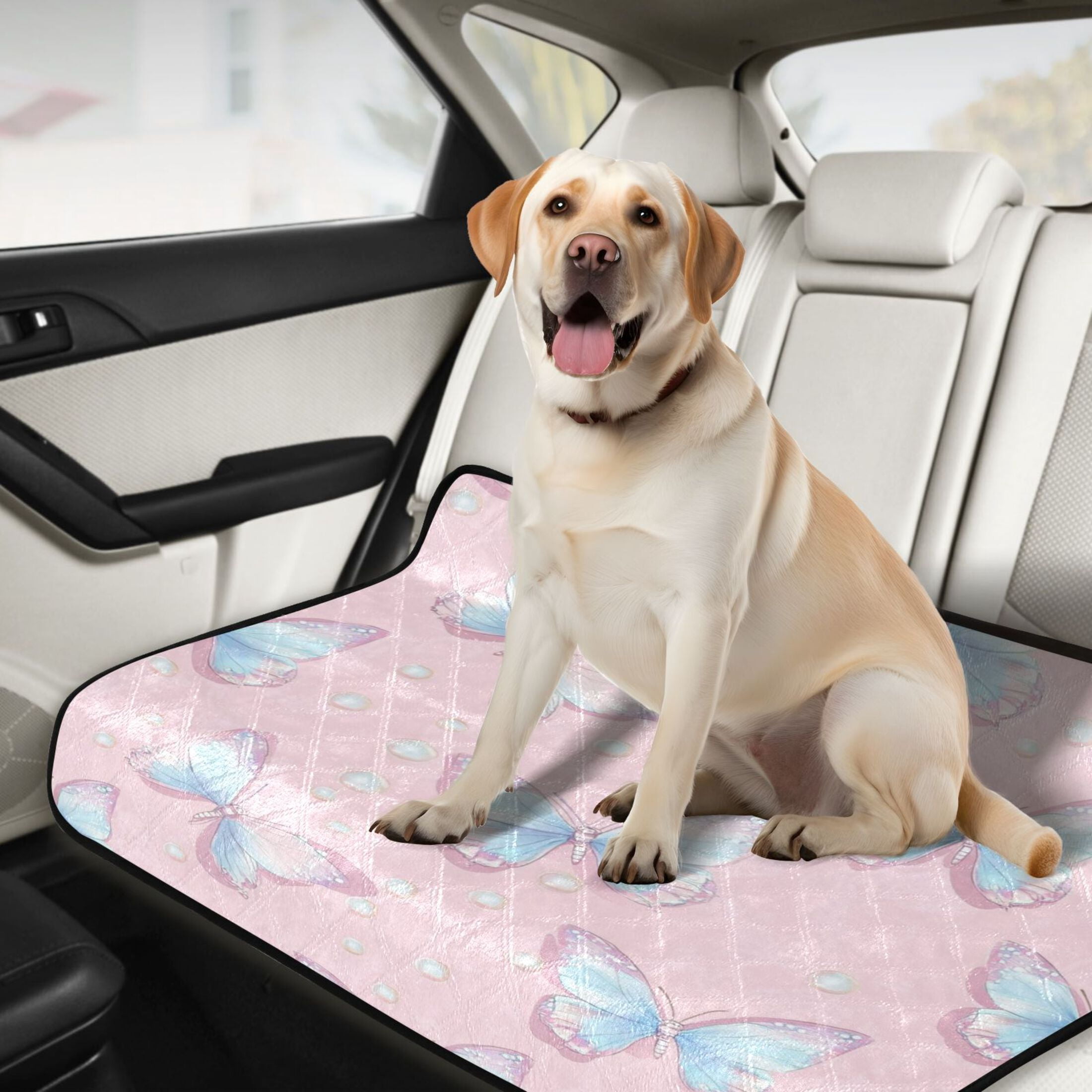 Washable Pet Pee Pads with Super Absorbent Reusable Training Pads for Dogs & Cats Light Blue Butterflies