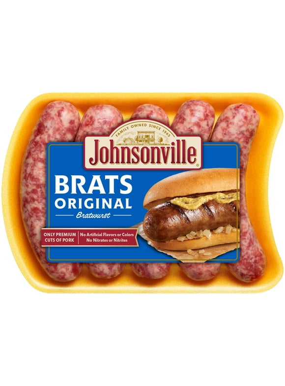 Johnsonville Brats Original Pork Bratwurst Links, 19 oz, 5 Count Tray