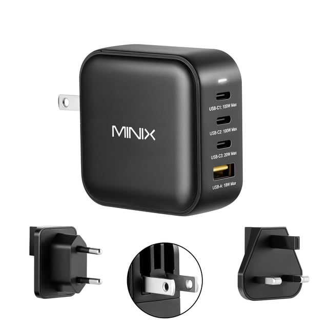 Cargador de pared Charger MINIX NEO P3 Turbo de 4 puertos GaN de 100 W