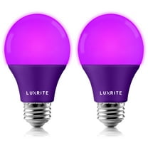 Luxrite A19 LED Purple Light Bulbs 60W Equivalent Non-Dimmable UL Listed E26 Base 2-Pack