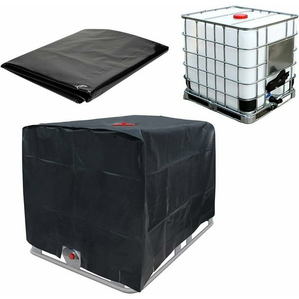 Tapa del tanque de agua Cubierta protectora IBC - Negro - La tapa superior y la válvula están desbloqueadas - Para tanque de 1000L - Lona para la cubierta del tanque IBC - Antitejido - 120x100x116cm JAMW Sencillez