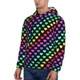 thumbnail image 3 of Kdxio Rainbow Hearts Print Mens Casual Hooded Collar Drawstring Hoodies Pullover Sweatshirts Casual Long Sleeve Shirts-Small, 3 of 7