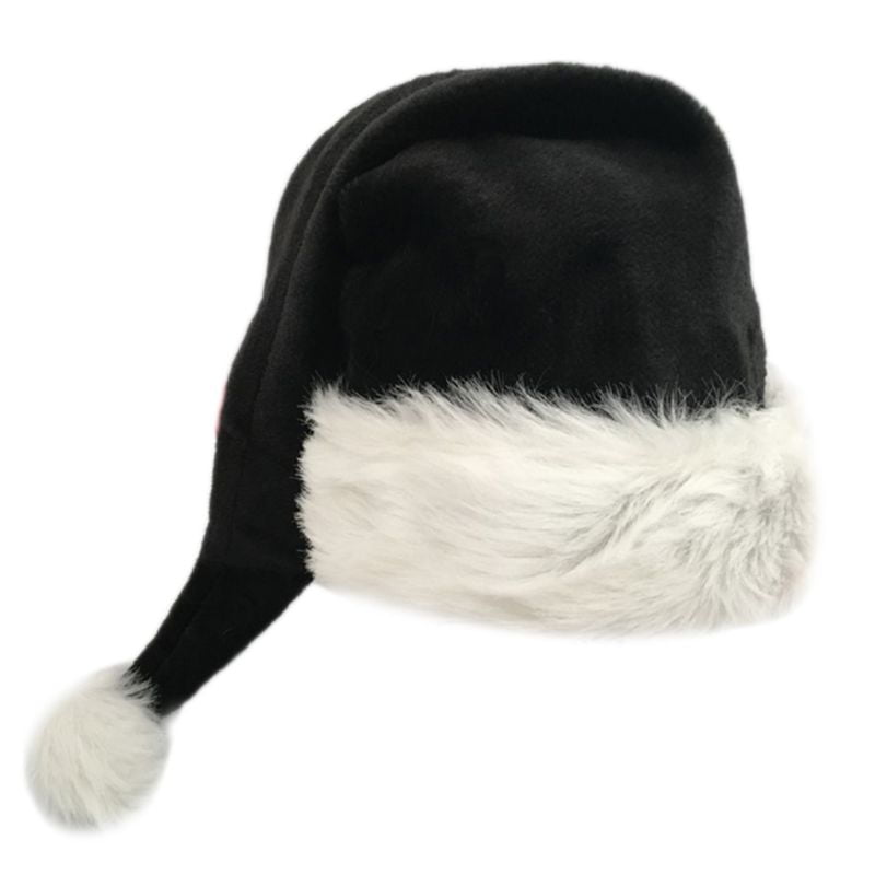 Details about   Christmas Long Hat Adult Black Plush Xmas Costume Santa 